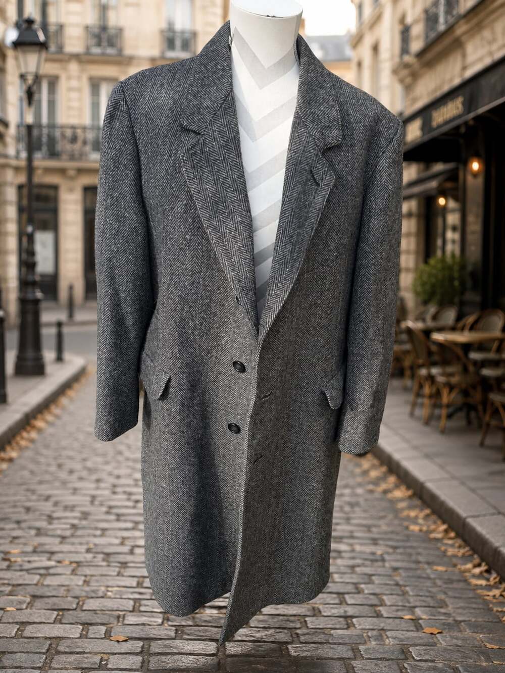 Wool Overcoat Size 44 Botany 500 Vintage 80% Herringbone